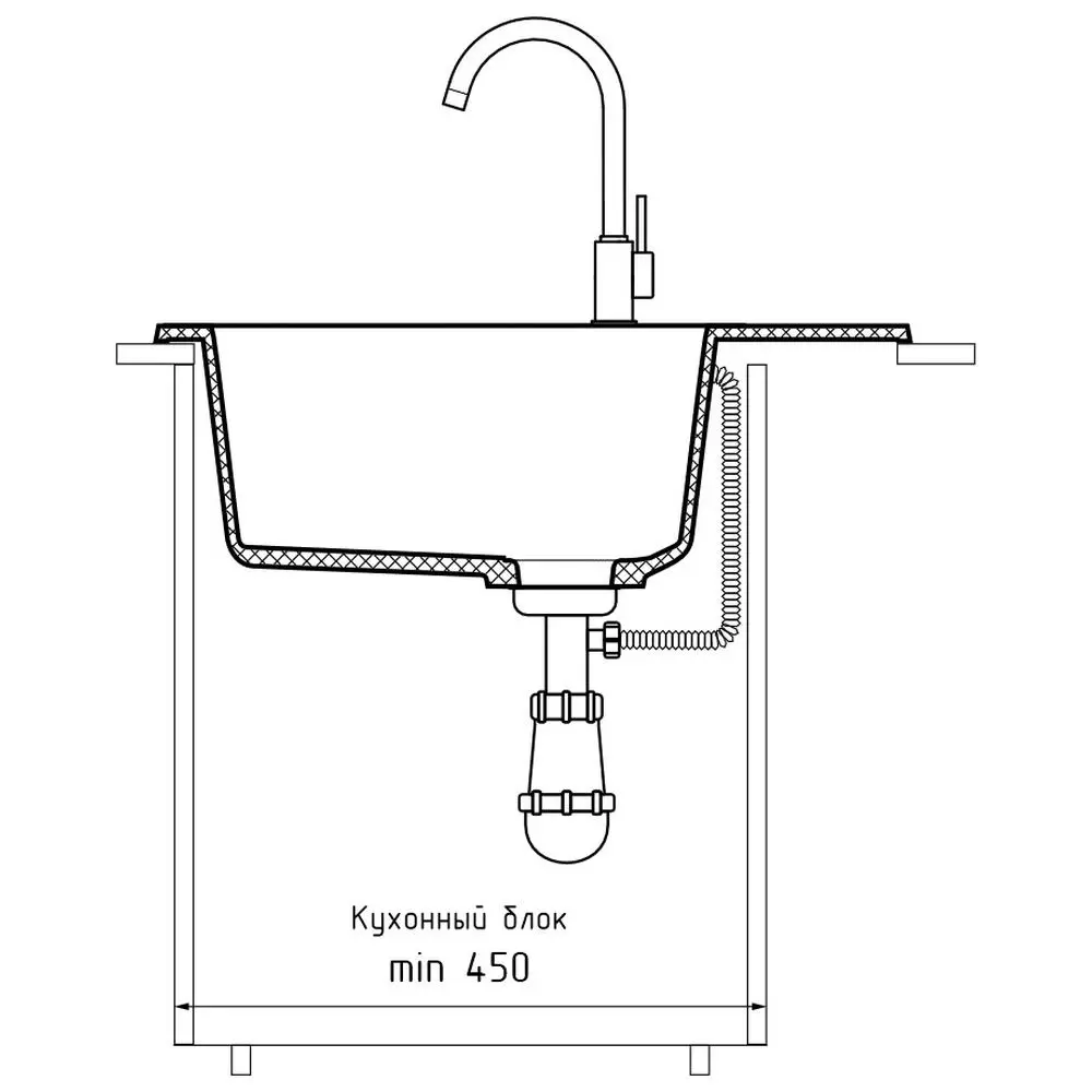 Фото 4 Мойка для кухни Granfest 44.5x57.9 см глубина чаши 20 см искусственный камень цвет песочный Фото 4 Мойка для кухни Granfest 44.5x57.9 см глубина чаши 20 см искусственный камень цвет песочный