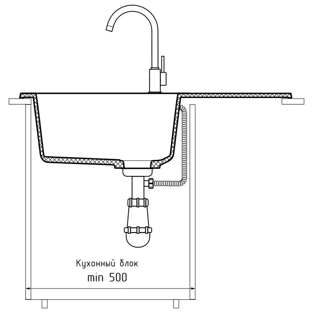 Фото 4 Мойка для кухни Granfest 45.5x74.6 см глубина чаши 20 см искусственный камень цвет графит Фото 4 Мойка для кухни Granfest 45.5x74.6 см глубина чаши 20 см искусственный камень цвет графит