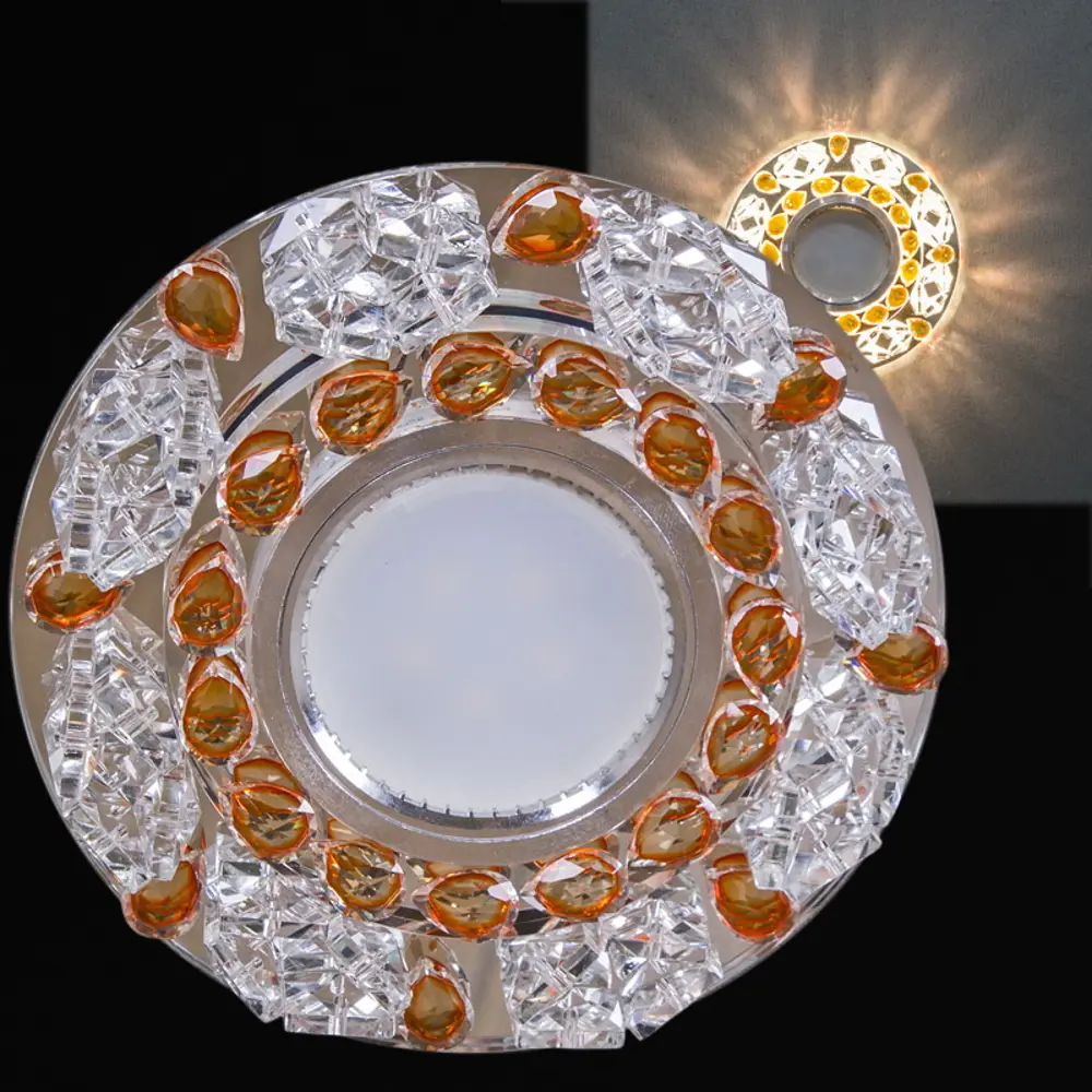 Фото Светильник точечный встраиваемый Reluce 22093-9.0-001pl mr16+led3w cl+or под отверстие 60 мм GU5.3 цвет хром/прозрачный/оранжевый