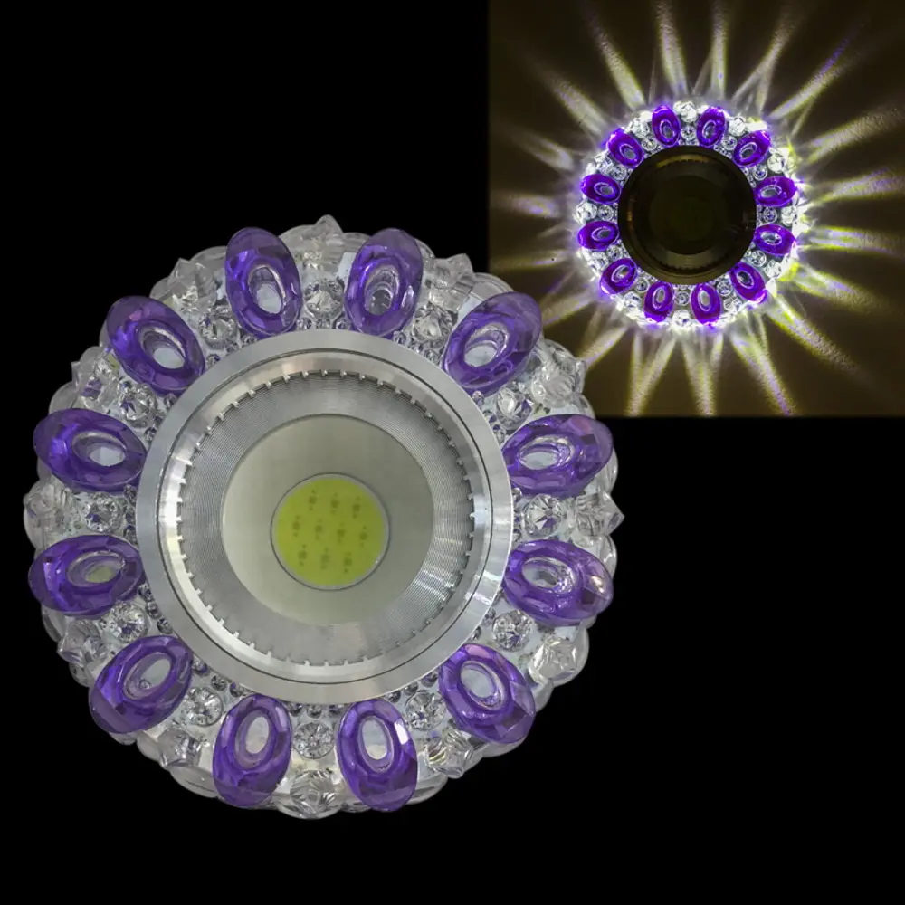 Фото Светильник точечный встраиваемый Reluce 42225-9.0-001pl mr16+led3w cl-pp под отверстие 60 мм GU5.3 цвет прозрачный/фиолетовый