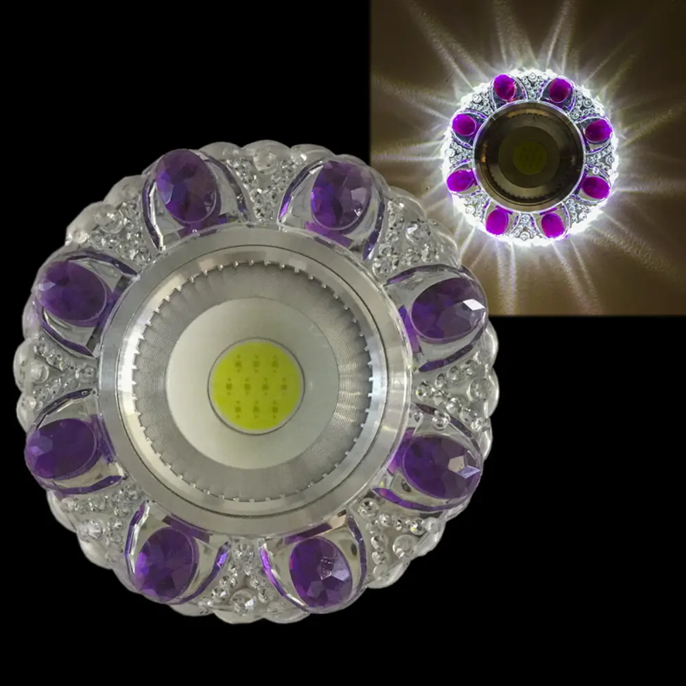 Фото Светильник точечный встраиваемый Reluce 42246-9.0-001pl mr16+led3w cl-pp под отверстие 60 мм GU5.3 цвет прозрачный/фиолетовый