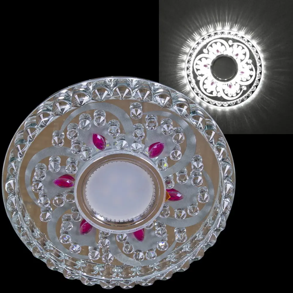 Фото Светильник точечный встраиваемый Reluce 62097-9.0-001pl mr16+led5w cl+pp под отверстие 60 мм GU5.3 цвет хром/прозрачный/фиолетовый