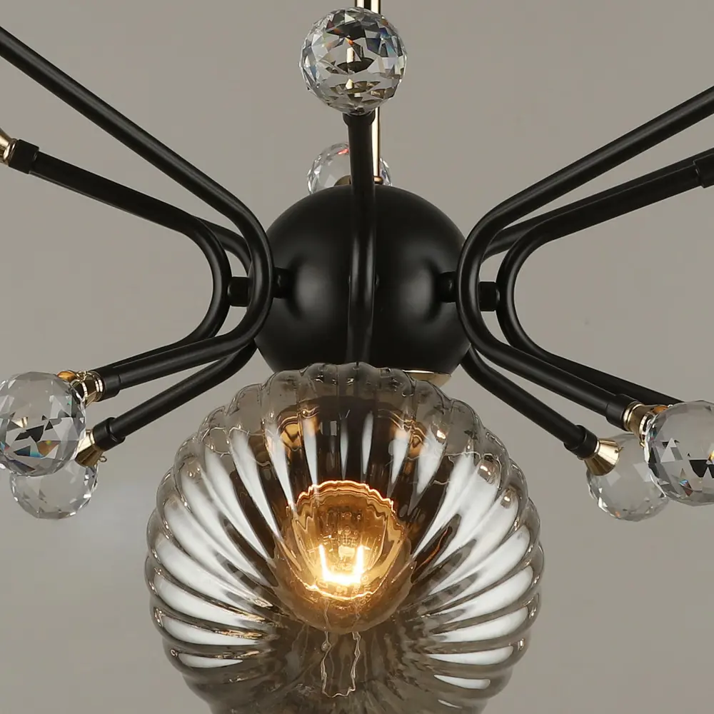 Фото 8 Люстра на штанге Reluce 04901-0.3-08 coffee+fgd 8 ламп 24 м² цвет черный Фото 8 Люстра на штанге Reluce 04901-0.3-08 coffee+fgd 8 ламп 24 м² цвет черный