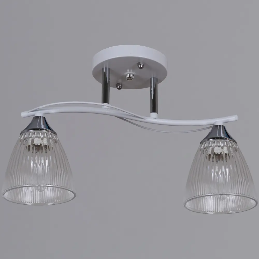 Фото 2 Люстра потолочная Reluce 87360 87360-0.3-02 wh+cr 2 лампы 4 м² цвет хром/белый/прозрачный Фото 2 Люстра потолочная Reluce 87360 87360-0.3-02 wh+cr 2 лампы 4 м² цвет хром/белый/прозрачный