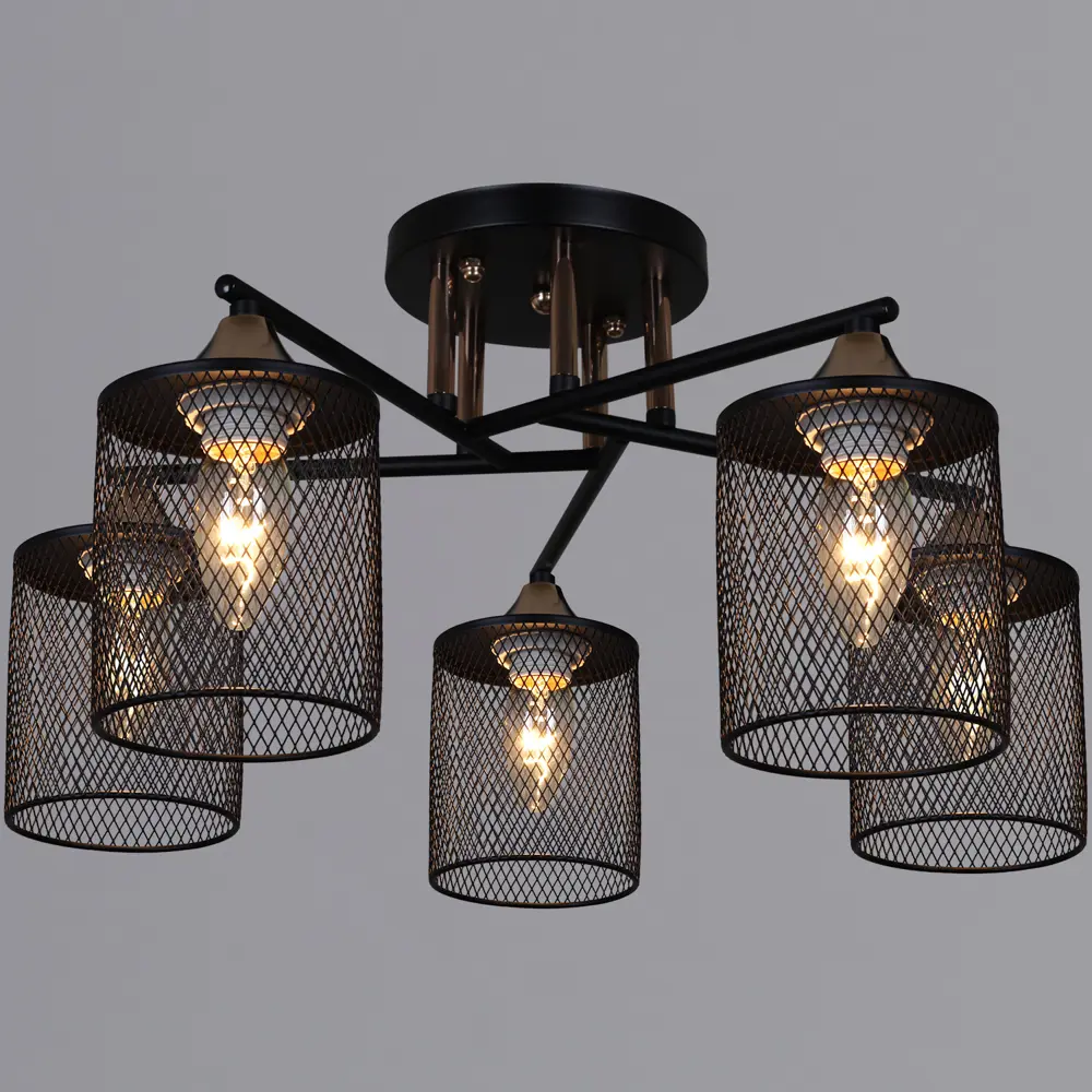 Фото Люстра потолочная Reluce 91360 91360-0.3-05 bk+fg 5 ламп 8 м² цвет золото/черный Фото Люстра потолочная Reluce 91360 91360-0.3-05 bk+fg 5 ламп 8 м² цвет золото/черный