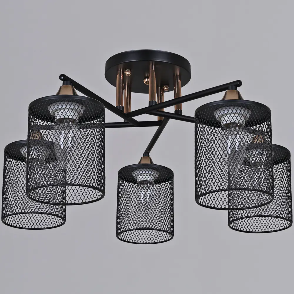 Фото 2 Люстра потолочная Reluce 91360 91360-0.3-05 bk+fg 5 ламп 8 м² цвет золото/черный Фото 2 Люстра потолочная Reluce 91360 91360-0.3-05 bk+fg 5 ламп 8 м² цвет золото/черный