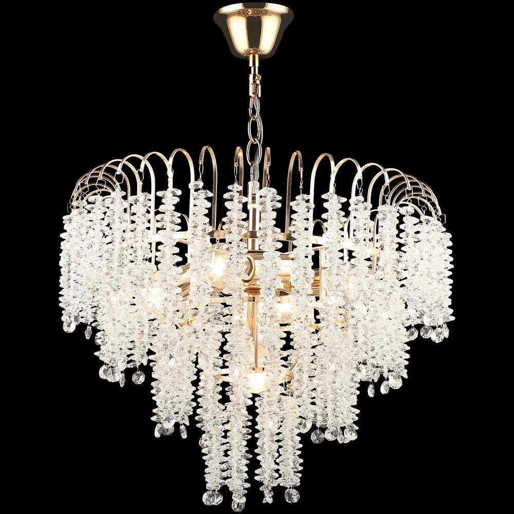 Фото Люстра подвесная Reluce 98620 98620-0.4-05 fgd 5 ламп 14 м² цвет золото/прозрачный Фото Люстра подвесная Reluce 98620 98620-0.4-05 fgd 5 ламп 14 м² цвет золото/прозрачный