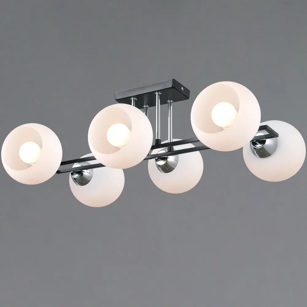 Фото Люстра потолочная Illumico Trento Il0791-6csq-25 bk cr trento 6 ламп 10 м² цвет хром/белый/черный Фото Люстра потолочная Illumico Trento Il0791-6csq-25 bk cr trento 6 ламп 10 м² цвет хром/белый/черный