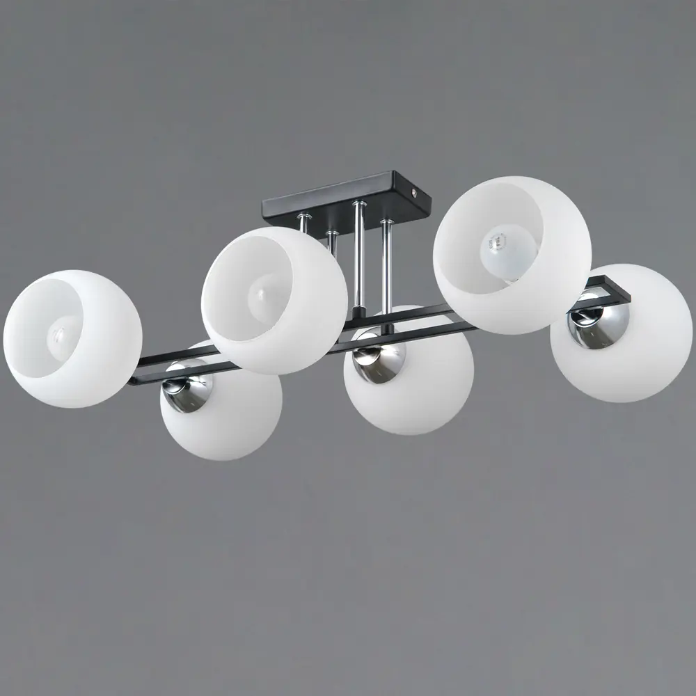 Фото 2 Люстра потолочная Illumico Trento Il0791-6csq-25 bk cr trento 6 ламп 10 м² цвет хром/белый/черный Фото 2 Люстра потолочная Illumico Trento Il0791-6csq-25 bk cr trento 6 ламп 10 м² цвет хром/белый/черный