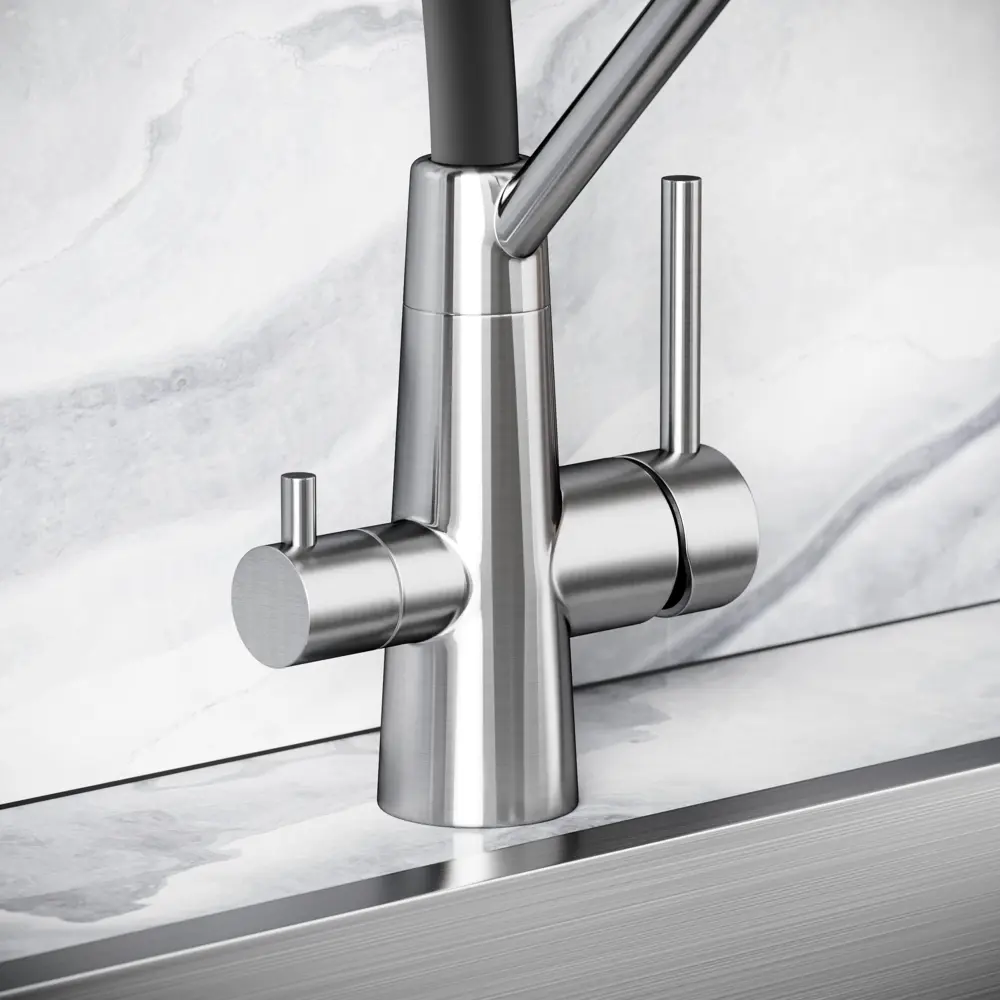 Фото 7 Смеситель для кухни Sancos SC12003SS гибкий излив 44 см цвет нержавеющая сталь/черный Фото 7 Смеситель для кухни Sancos SC12003SS гибкий излив 44 см цвет нержавеющая сталь/черный