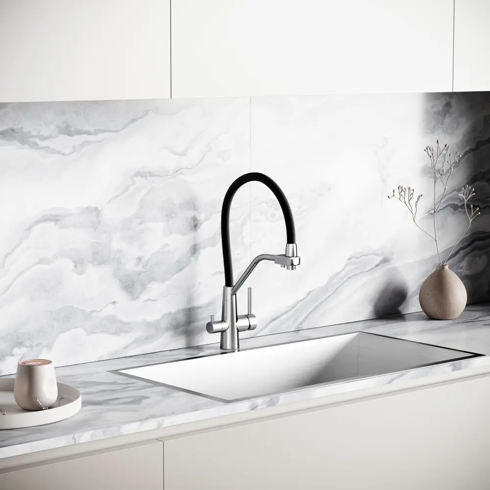 Фото 3 Смеситель для кухни Sancos SC12003SS гибкий излив 44 см цвет нержавеющая сталь/черный Фото 3 Смеситель для кухни Sancos SC12003SS гибкий излив 44 см цвет нержавеющая сталь/черный