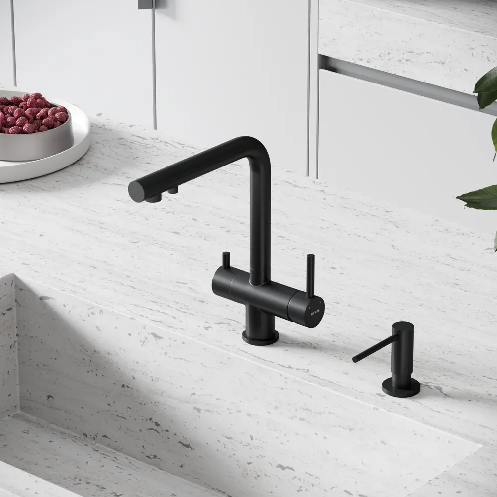 Фото 3 Смеситель для кухни Sancos SC4014MB поворотный излив 27.3 см цвет черный матовый Фото 3 Смеситель для кухни Sancos SC4014MB поворотный излив 27.3 см цвет черный матовый