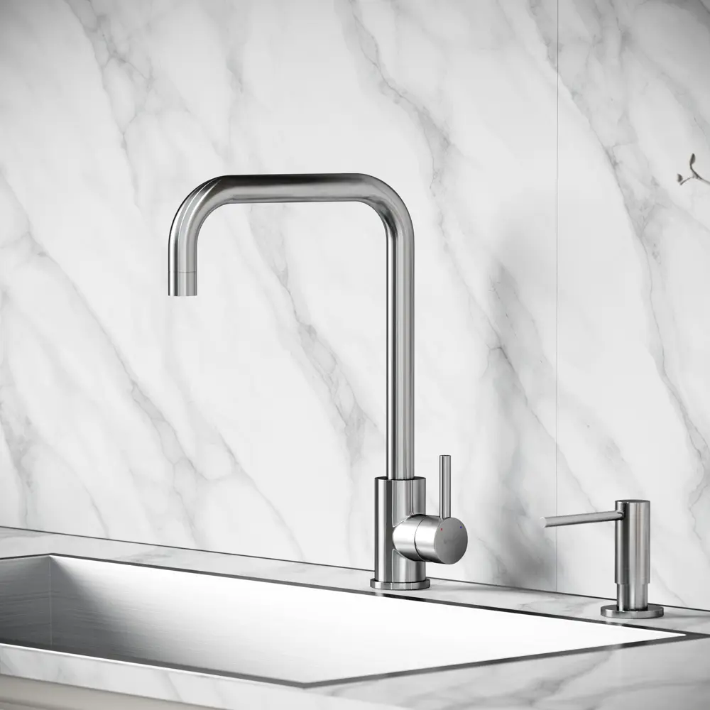 Фото 5 Смеситель для кухни Sancos SC12002SS поворотный излив 35 см цвет нержавеющая сталь/г-образный излив