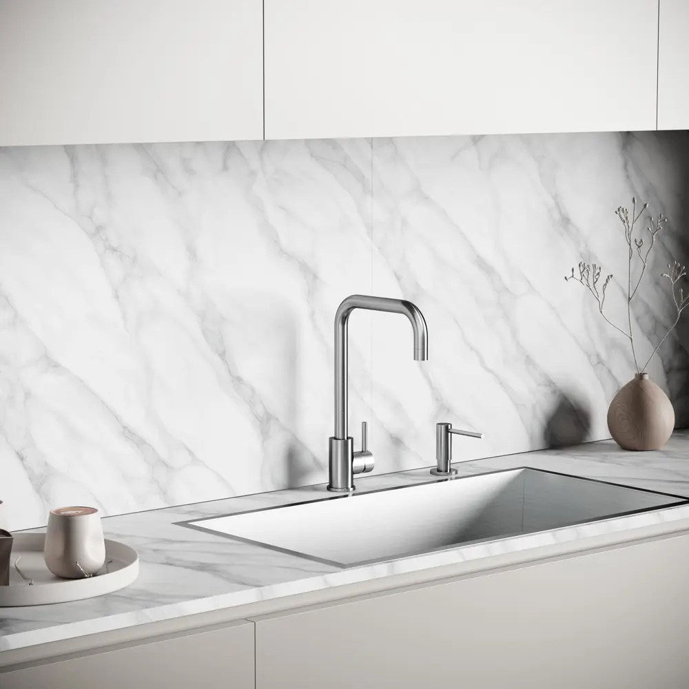 Фото 3 Смеситель для кухни Sancos SC12002SS поворотный излив 35 см цвет нержавеющая сталь/г-образный излив