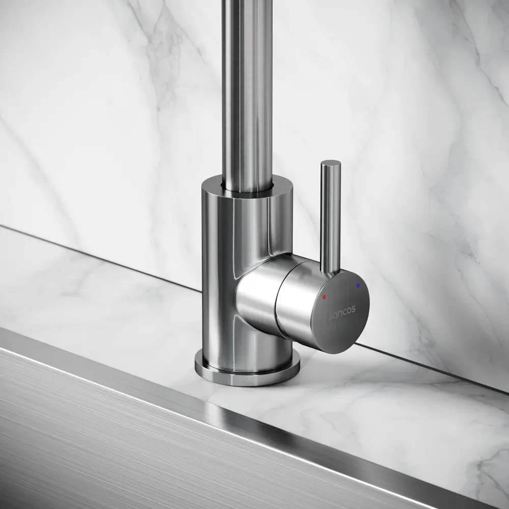 Фото 6 Смеситель для кухни Sancos SC12002SS поворотный излив 35 см цвет нержавеющая сталь/г-образный излив