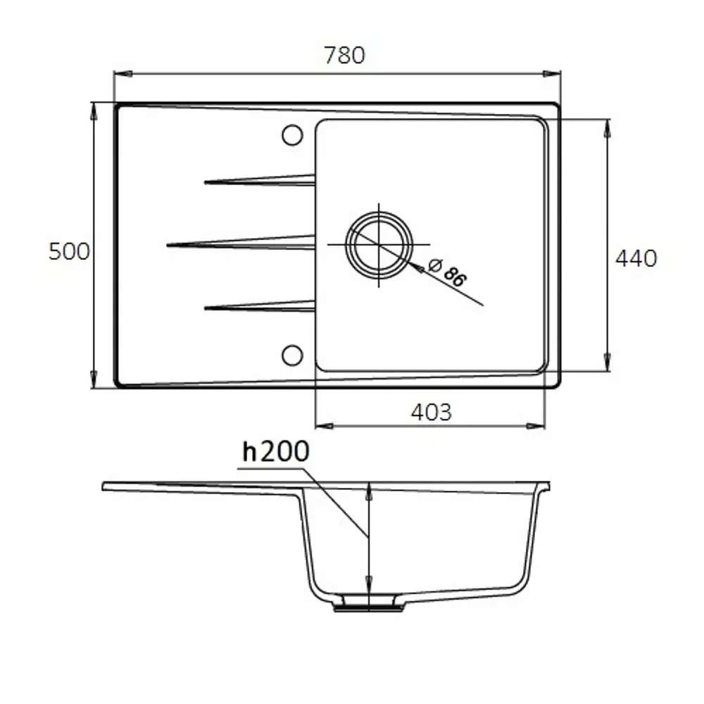 Фото 5 Мойка для кухни врезная KONSENSA 50x78 см глубина чаши 20 см кварц цвет серебристый Фото 5 Мойка для кухни врезная KONSENSA 50x78 см глубина чаши 20 см кварц цвет серебристый