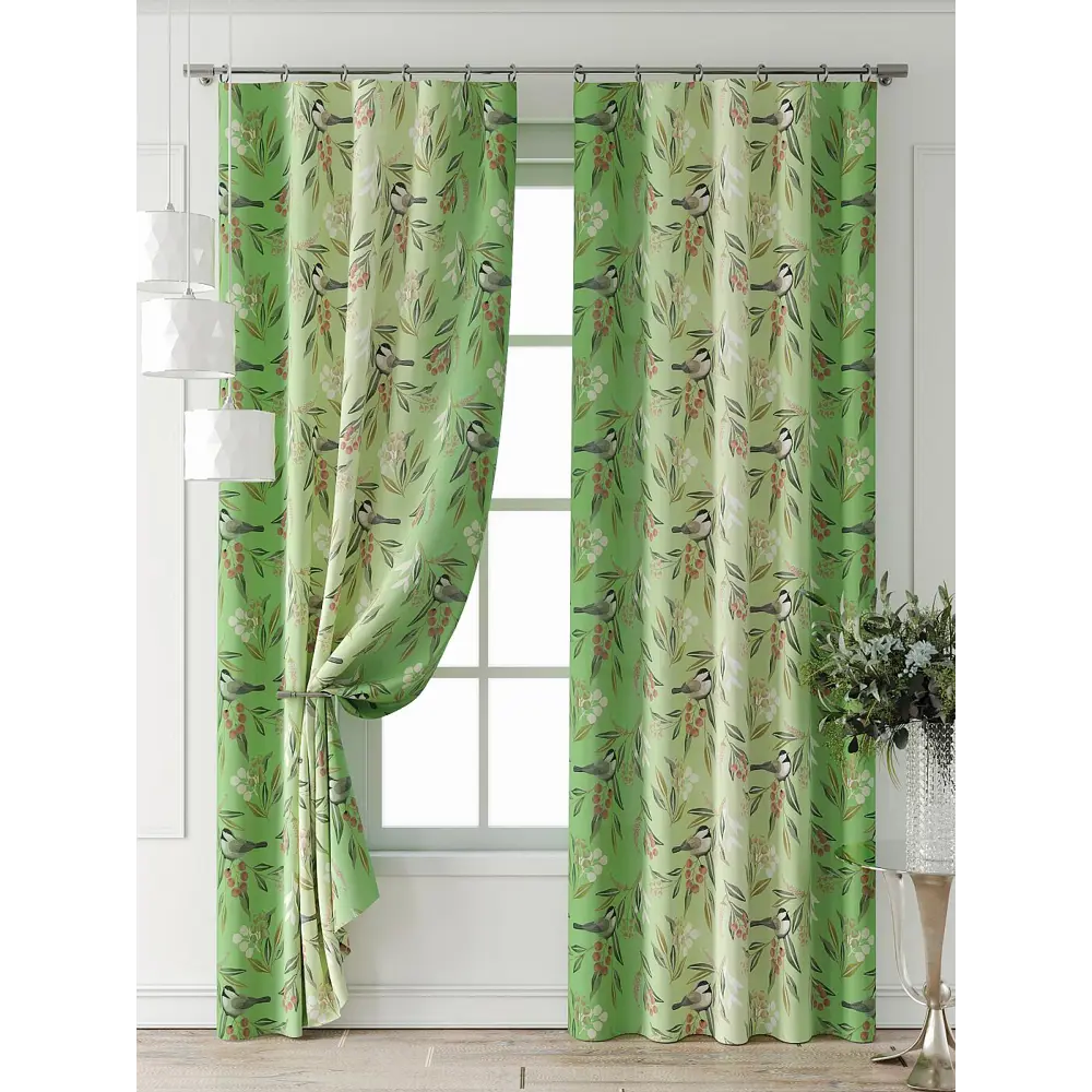 Фото 7 Комплект штор Comfy way Форнерс - 921 - 260 см CW709921260-260 на шторной ленте 260x150 см цвет зеленый