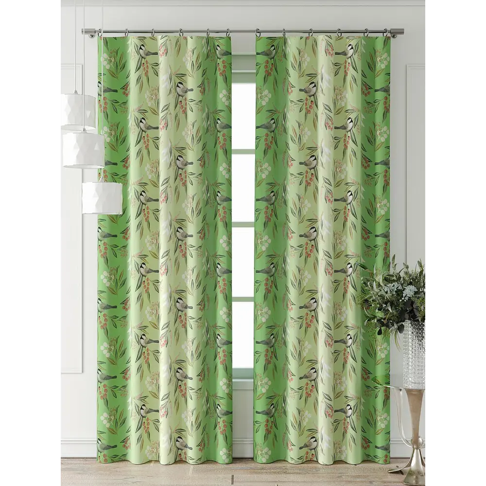 Фото 2 Комплект штор Comfy way Форнерс - 921 - 260 см CW709921260-260 на шторной ленте 260x150 см цвет зеленый