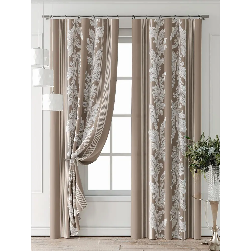 Фото 7 Комплект штор Comfy way Форнерс - 945 - 260 см CW709945260-260 на шторной ленте 260x150 см цвет бежевый