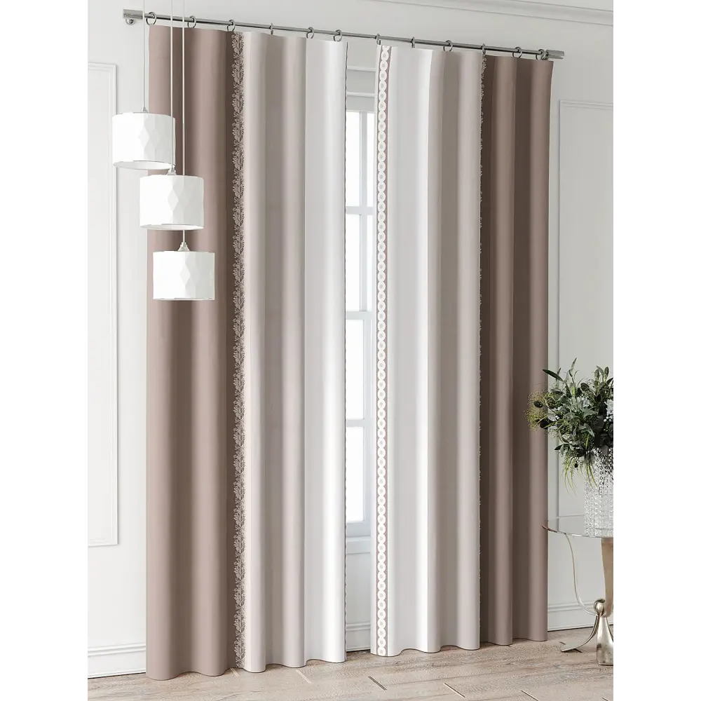 Фото 3 Комплект штор Comfy way Форнерс - 971 - 240 см CW709971240-240 на шторной ленте 240x150 см цвет бежевый