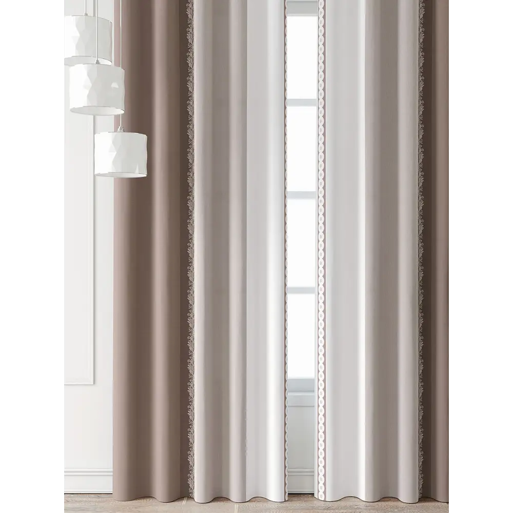 Фото 4 Комплект штор Comfy way Форнерс - 971 - 240 см CW709971240-240 на шторной ленте 240x150 см цвет бежевый