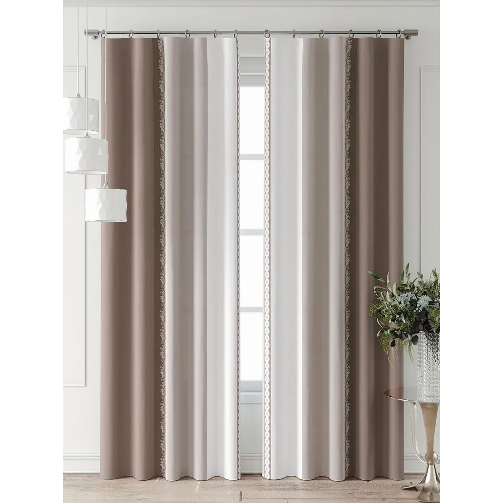 Фото 2 Комплект штор Comfy way Форнерс - 971 - 240 см CW709971240-240 на шторной ленте 240x150 см цвет бежевый