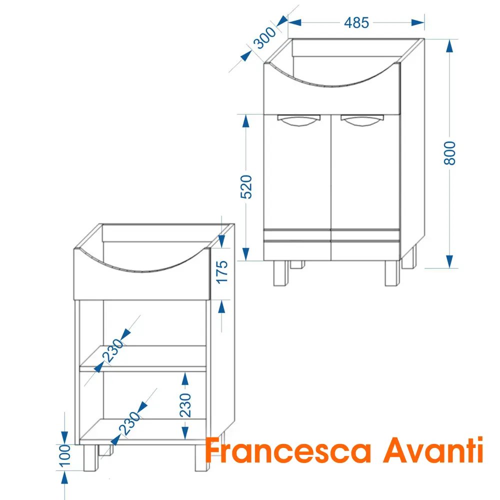 Фото 3 Тумба под раковину напольная Francesca avanti M-1000385 48.5см цвет белый