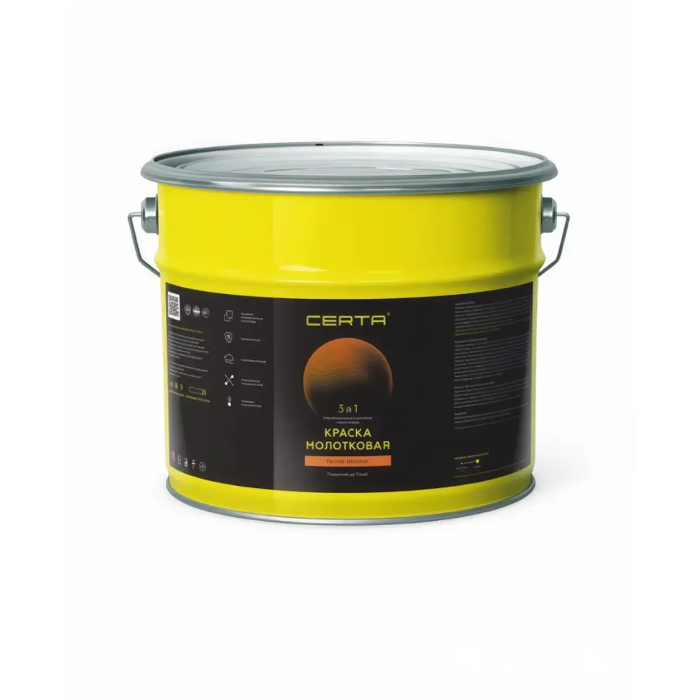 Фото Грунт-эмаль 3 в 1 по металлу и ржавчине Certa молотковая цвет коричнево-миндальный глянцевый 10 кг