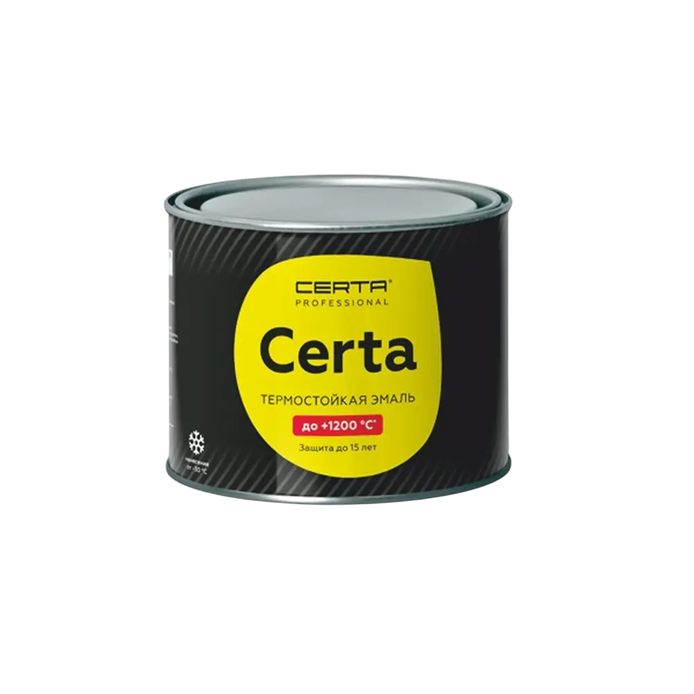 Фото Эмаль Certa термостойкая до 1200 градусов антикоррозионная цвет черный глубокоматовый 0.4 кг