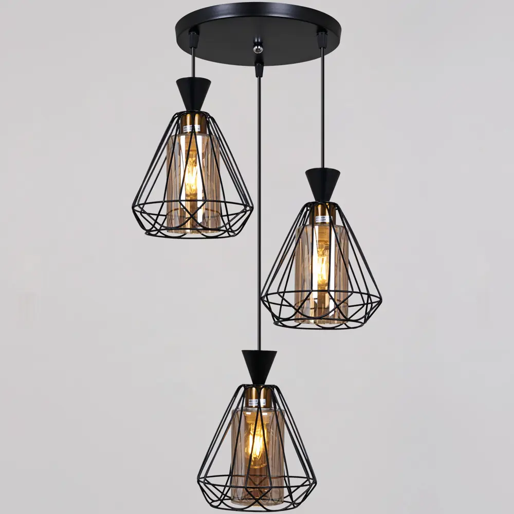 Фото Светильник подвесной Reluce 3460 Rlc_03460-0.9-03_bk 3 лампы 5 м² цвет тонированный/черный Фото Светильник подвесной Reluce 3460 Rlc_03460-0.9-03_bk 3 лампы 5 м² цвет тонированный/черный