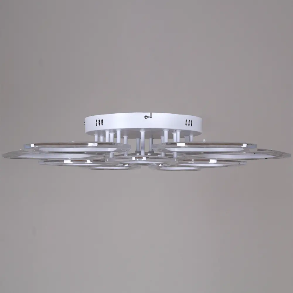 Фото 7 Люстра потолочная светодиодная Reluce RLC_09827-3.3-5_5_WH с пультом управления 30 м² регулируемый белый свет цвет белый/прозрачный Фото 7 Люстра потолочная светодиодная Reluce RLC_09827-3.3-5_5_WH с пультом управления 30 м² регулируемый белый свет цвет белый/прозрачный