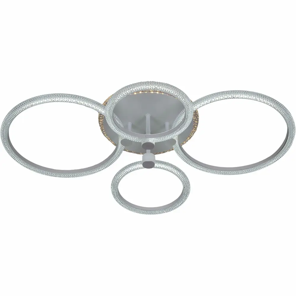 Фото Люстра потолочная светодиодная Reluce 20548 с пультом управления 20 м² регулируемый белый свет цвет белый/прозрачный Фото Люстра потолочная светодиодная Reluce 20548 с пультом управления 20 м² регулируемый белый свет цвет белый/прозрачный