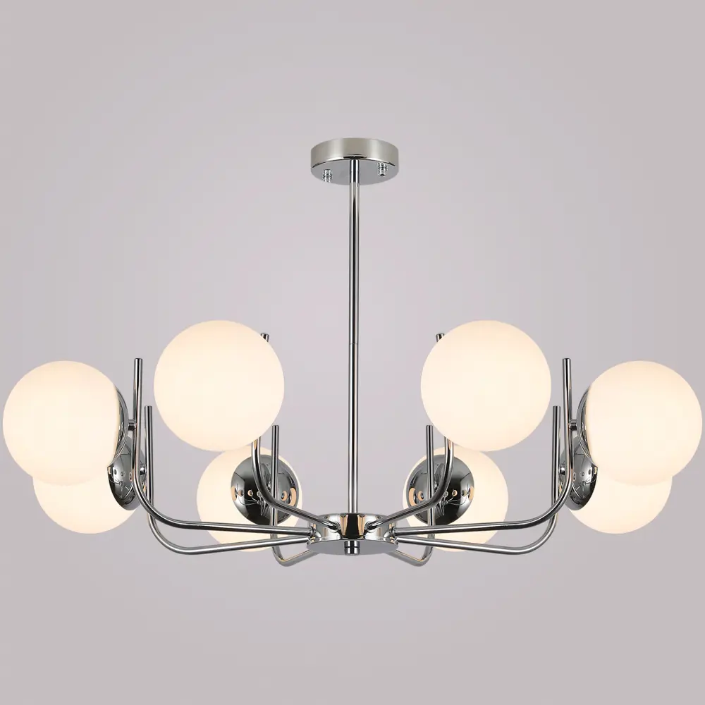 Фото Люстра на штанге Illumico Il0167 Ilmc_il0167-8p-79_cr 8 ламп 19 м² цвет хром/белый Фото Люстра на штанге Illumico Il0167 Ilmc_il0167-8p-79_cr 8 ламп 19 м² цвет хром/белый