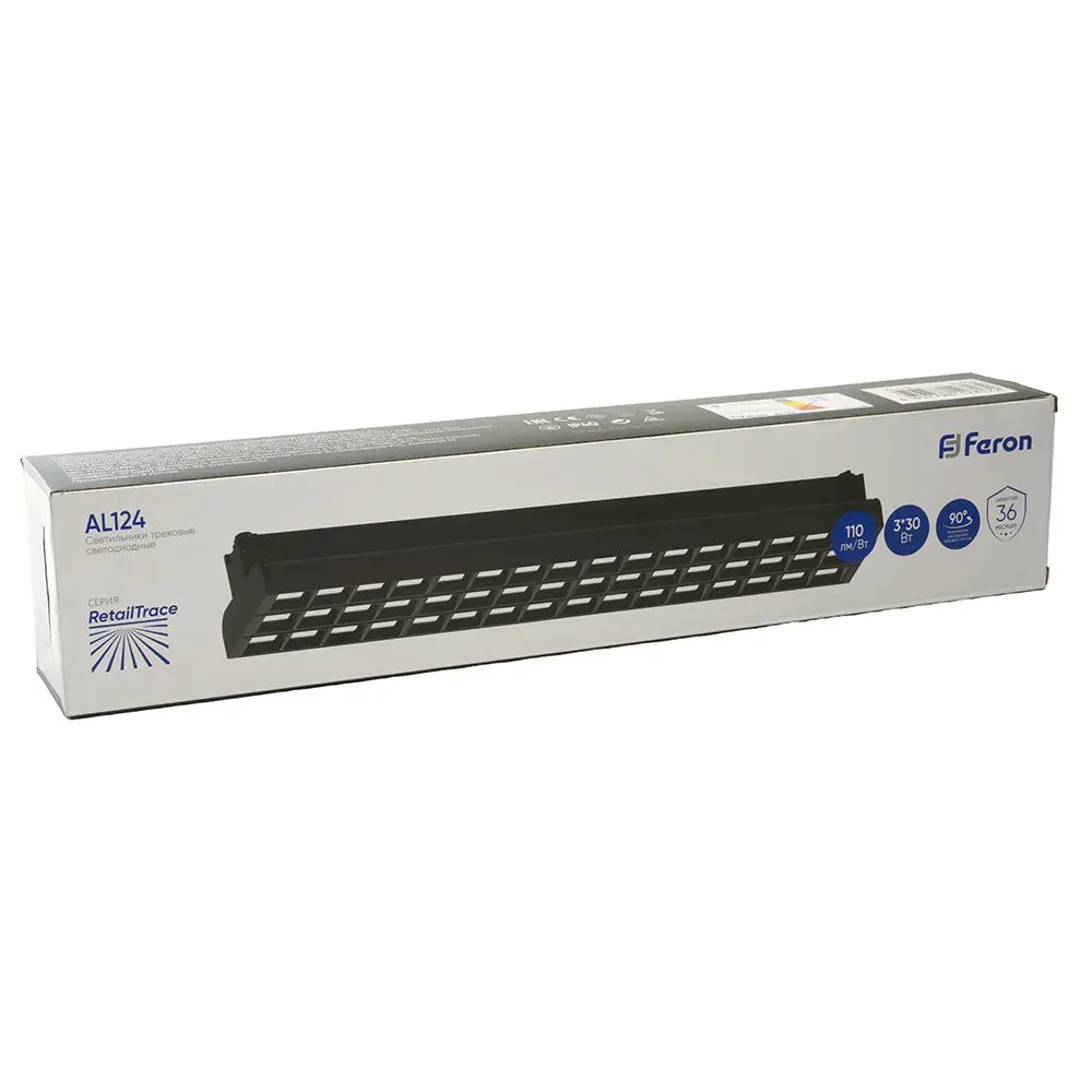 Фото 9 Светодиодный светильник Feron AL124 трековый однофазный на шинопровод 3x30W 4000K 60 градусов черный 48930 Фото 9 Светодиодный светильник Feron AL124 трековый однофазный на шинопровод 3x30W 4000K 60 градусов черный 48930