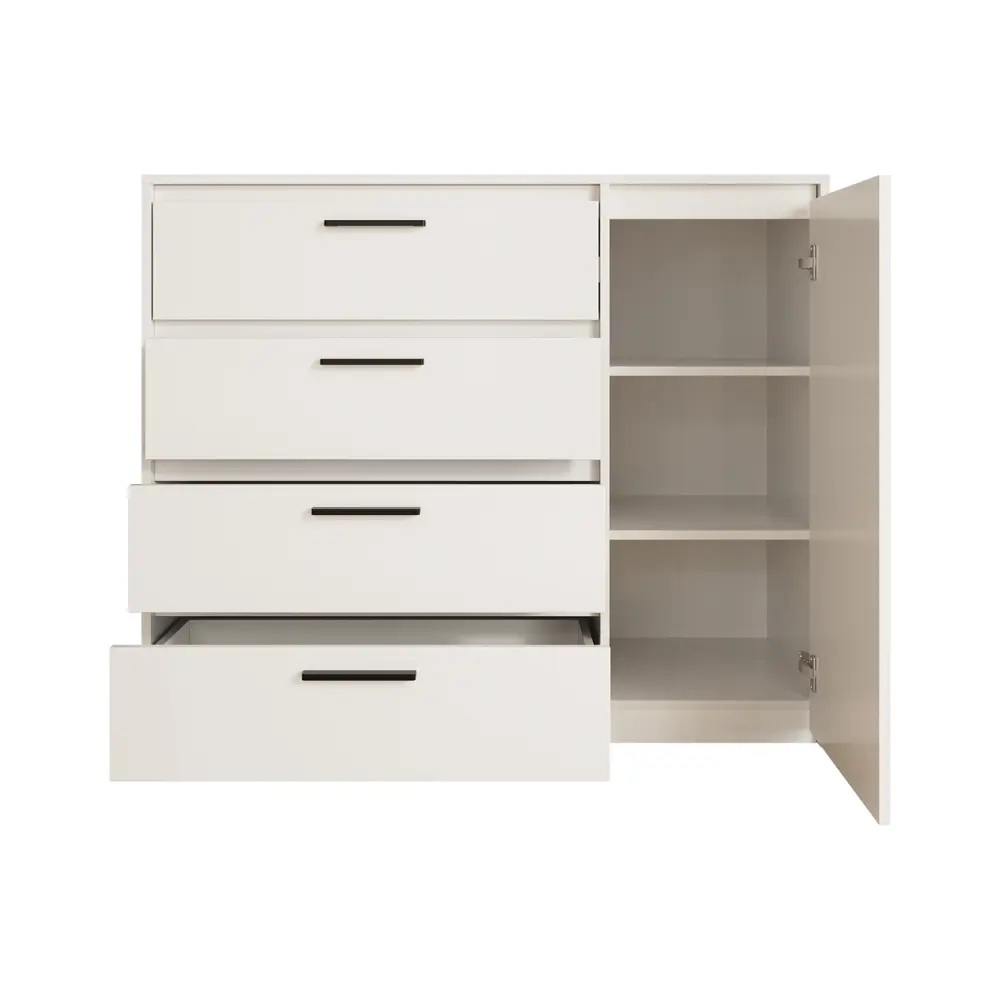 Фото 8 Комод Лион 4 ящика 120х100.2х41.6 см ЛДСП цвет белый