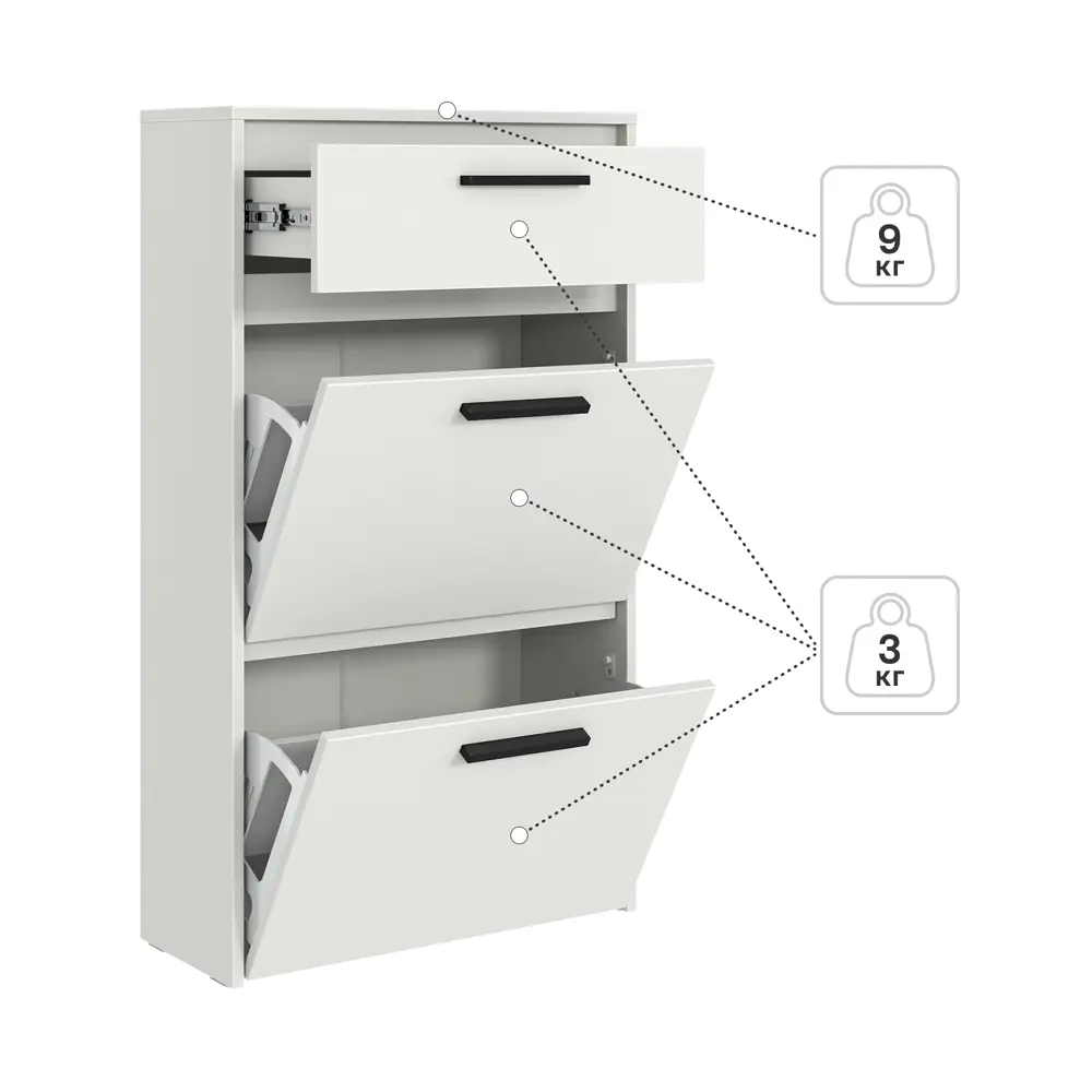 Фото 6 Шкаф для обуви Лион 60х103.9х24 см 2 ящика ЛДСП цвет белый Фото 6 Шкаф для обуви Лион 60х103.9х24 см 2 ящика ЛДСП цвет белый