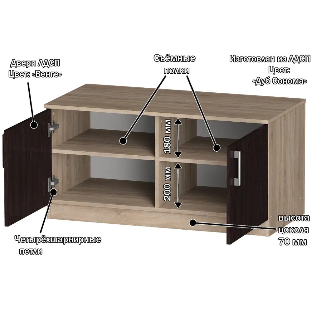 Фото 2 Тумба под телевизор Furnistyle 7945 100x50x50 см ЛДСП цвет разноцветный Фото 2 Тумба под телевизор Furnistyle 7945 100x50x50 см ЛДСП цвет разноцветный