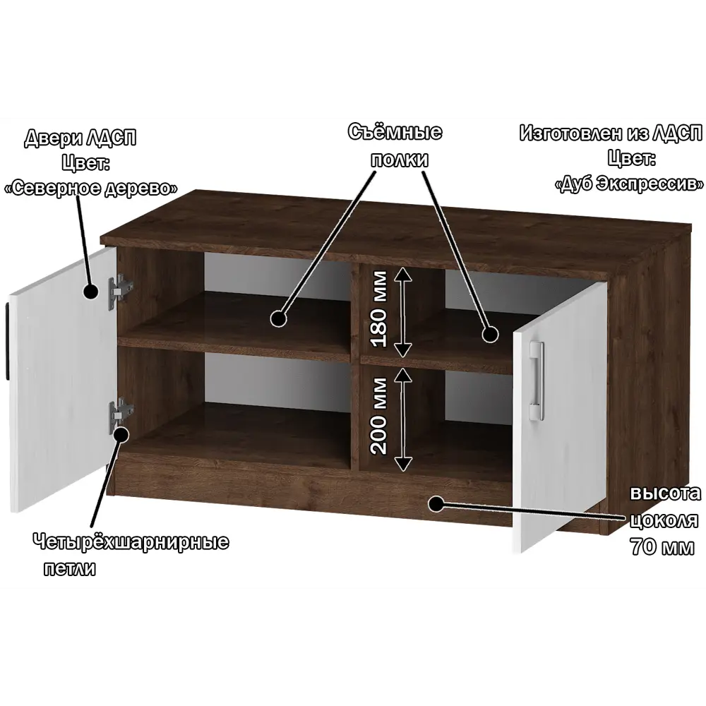 Фото 2 Тумба под телевизор Furnistyle 7951 100x50x50 см ЛДСП цвет разноцветный Фото 2 Тумба под телевизор Furnistyle 7951 100x50x50 см ЛДСП цвет разноцветный