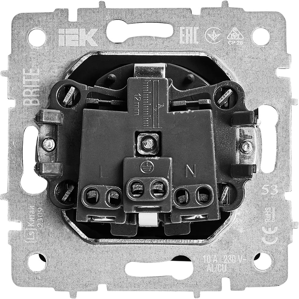 Фото 3 Розетка встраиваемая IEK Brite РС11-1-0-БрГ с заземлением цвет графит Фото 3 Розетка встраиваемая IEK Brite РС11-1-0-БрГ с заземлением цвет графит