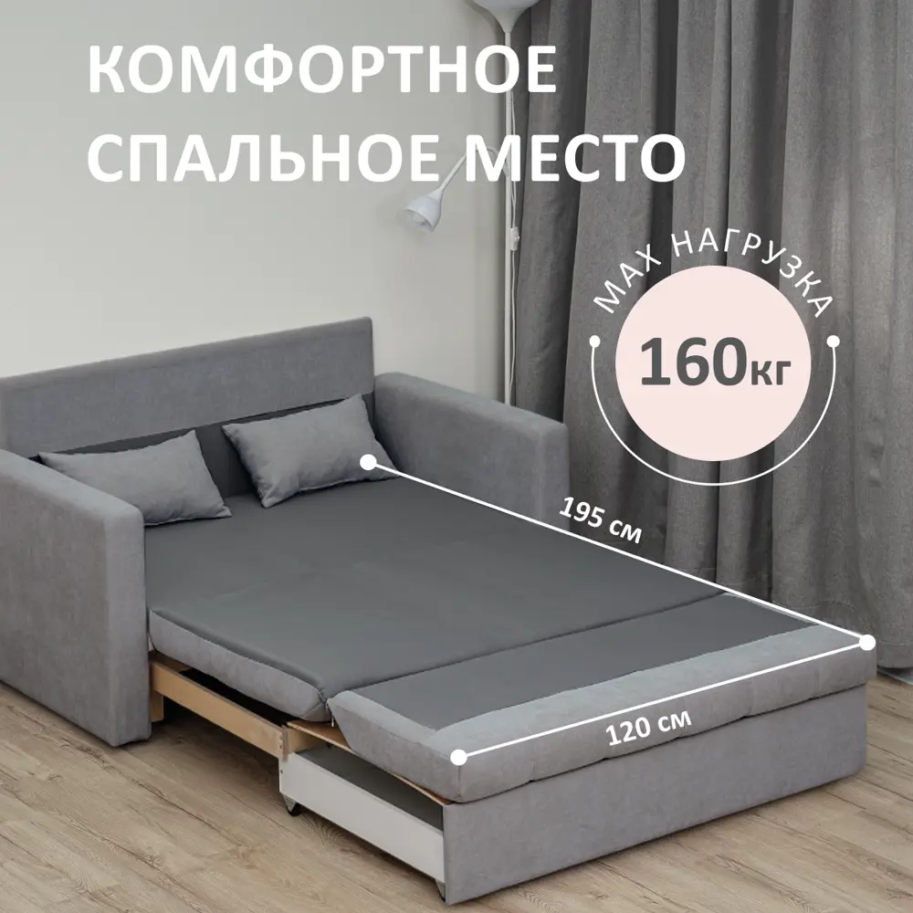 Фото 2 Диван раскладной Romack Merlin 141x83x77 см велюр цвет графит Фото 2 Диван раскладной Romack Merlin 141x83x77 см велюр цвет графит