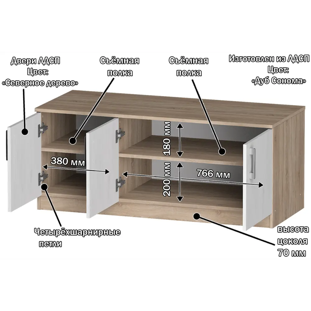 Фото 3 Тумба под телевизор Furnistyle 7963 120x50x50 см ЛДСП цвет разноцветный Фото 3 Тумба под телевизор Furnistyle 7963 120x50x50 см ЛДСП цвет разноцветный