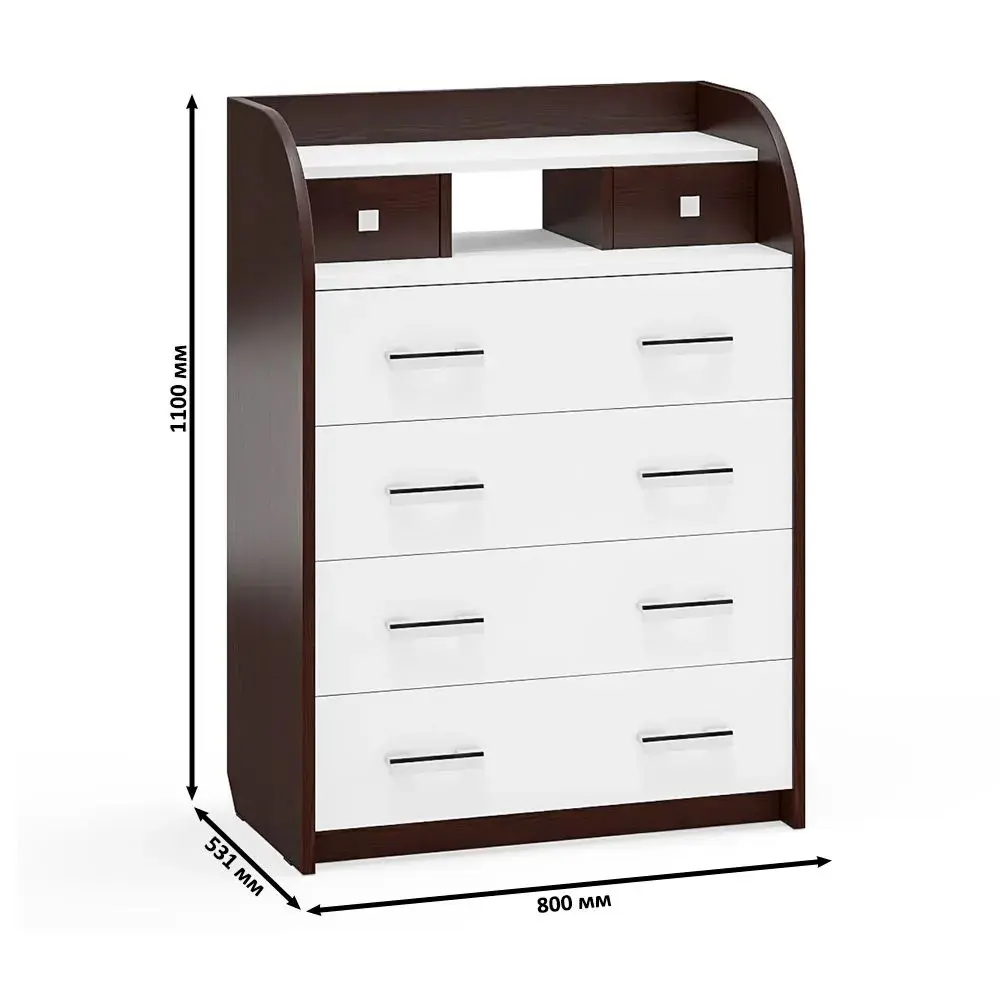 Фото 2 Комод-бюро Мебельный двор Бюро к-6 5 ящиков 80х43х110 см ЛДСП цвет венге/белый Фото 2 Комод-бюро Мебельный двор Бюро к-6 5 ящиков 80х43х110 см ЛДСП цвет венге/белый