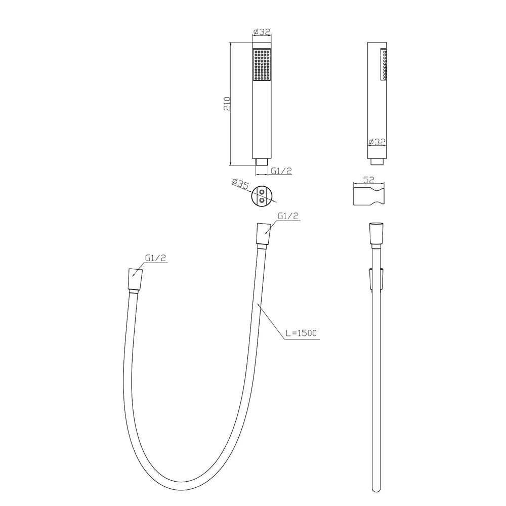 Фото 2 Набор из лейки со шланга и держателем BelBagno UNO UNO-DFS-ORO цвет золото Фото 2 Набор из лейки со шланга и держателем BelBagno UNO UNO-DFS-ORO цвет золото