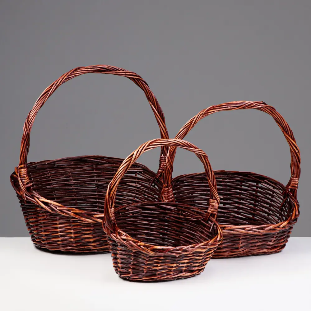 Фото Набор корзин Сима-ленд 15x16x40 см пластик цвет темно-коричневый 3 шт.