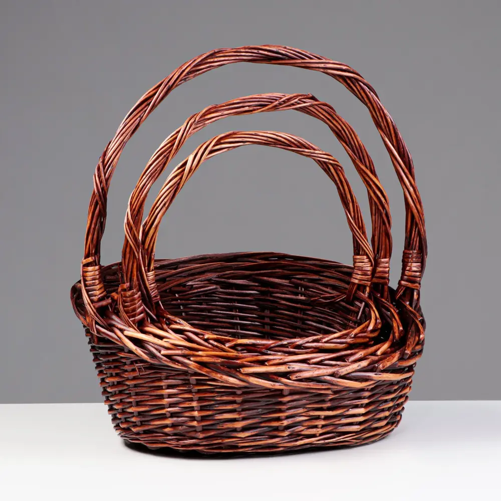 Фото 2 Набор корзин Сима-ленд 15x16x40 см пластик цвет темно-коричневый 3 шт.