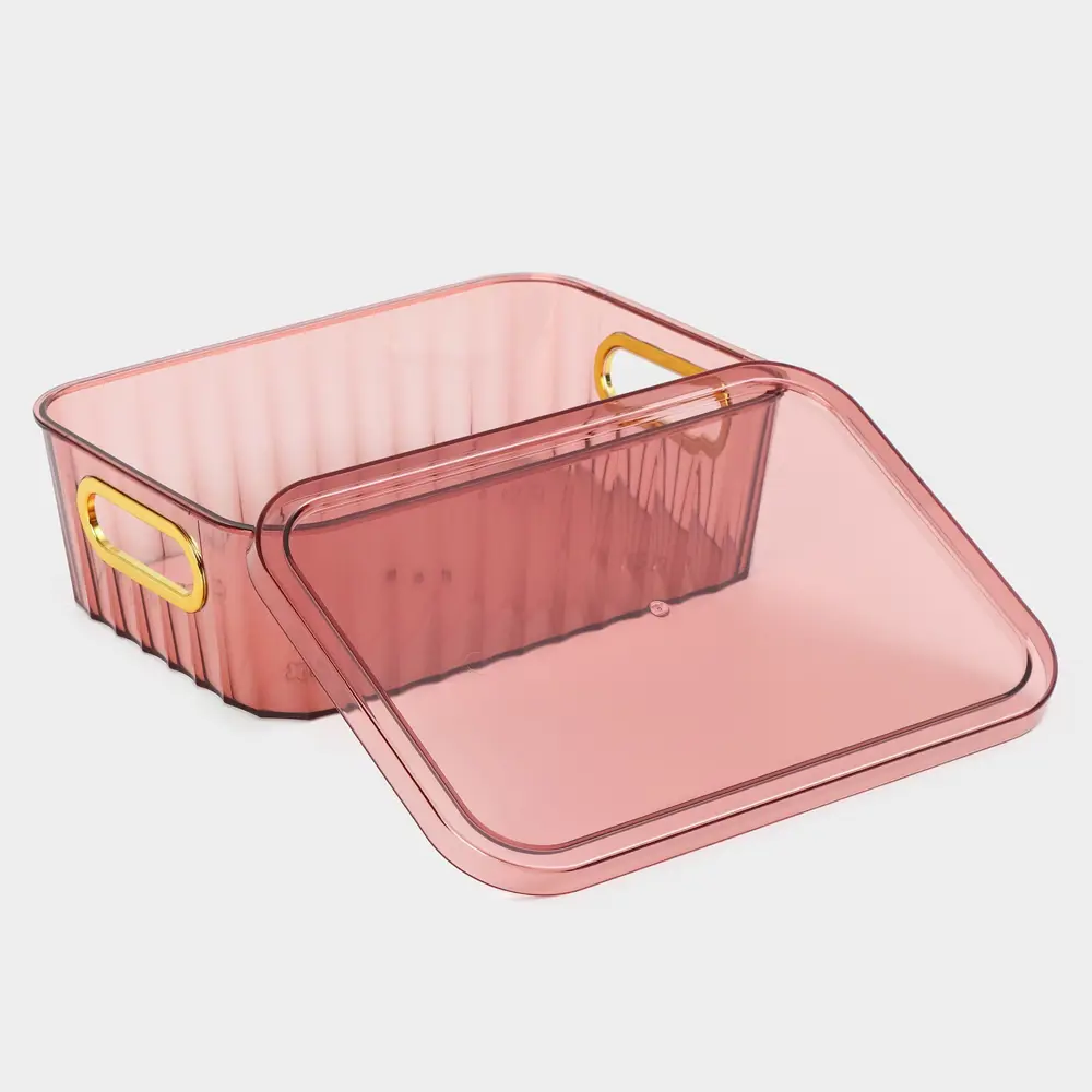 Фото 6 Контейнер для хранения с крышкой Сима-ленд Грани 25.5x18 см пластик цвет зеленый