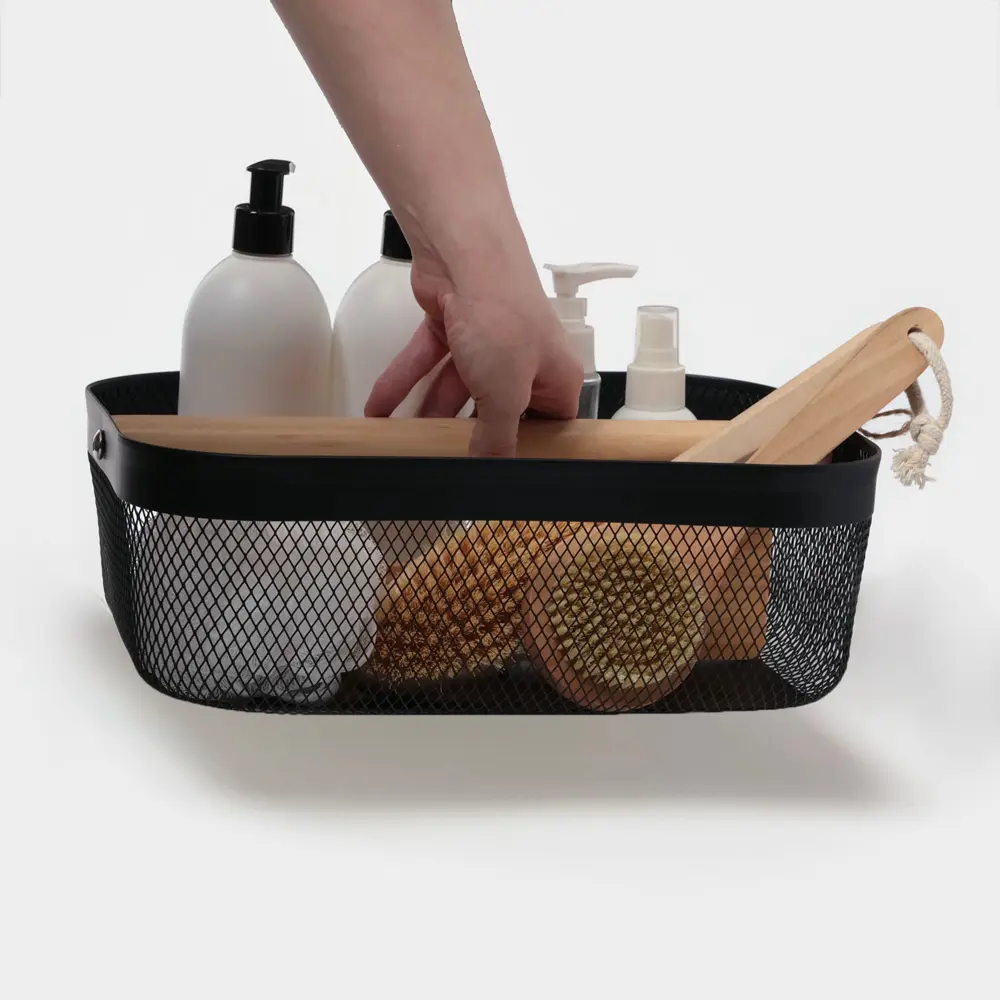 Фото 7 Корзина Ladom 32.5x24.5x11.5 см пластик цвет черный Фото 7 Корзина Ladom 32.5x24.5x11.5 см пластик цвет черный