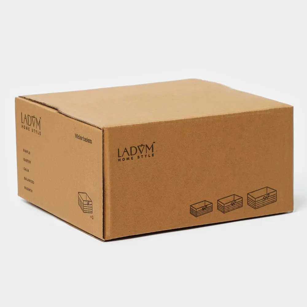 Фото 7 Набор корзин Ladom 24x12x24 см пластик цвет бежевый 3 шт.