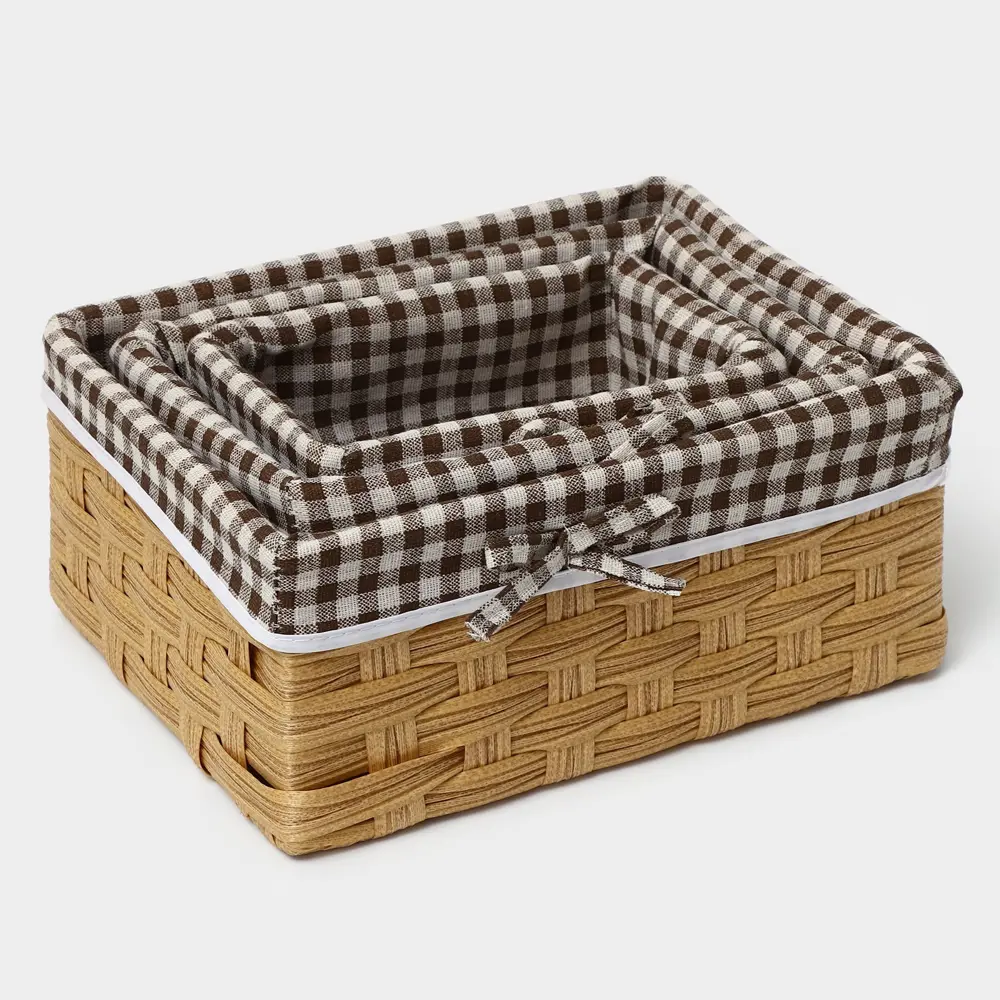 Фото 7 Набор корзин Ladom 26x20x11.5 см пластик цвет бежевый 3 шт. Фото 7 Набор корзин Ladom 26x20x11.5 см пластик цвет бежевый 3 шт.