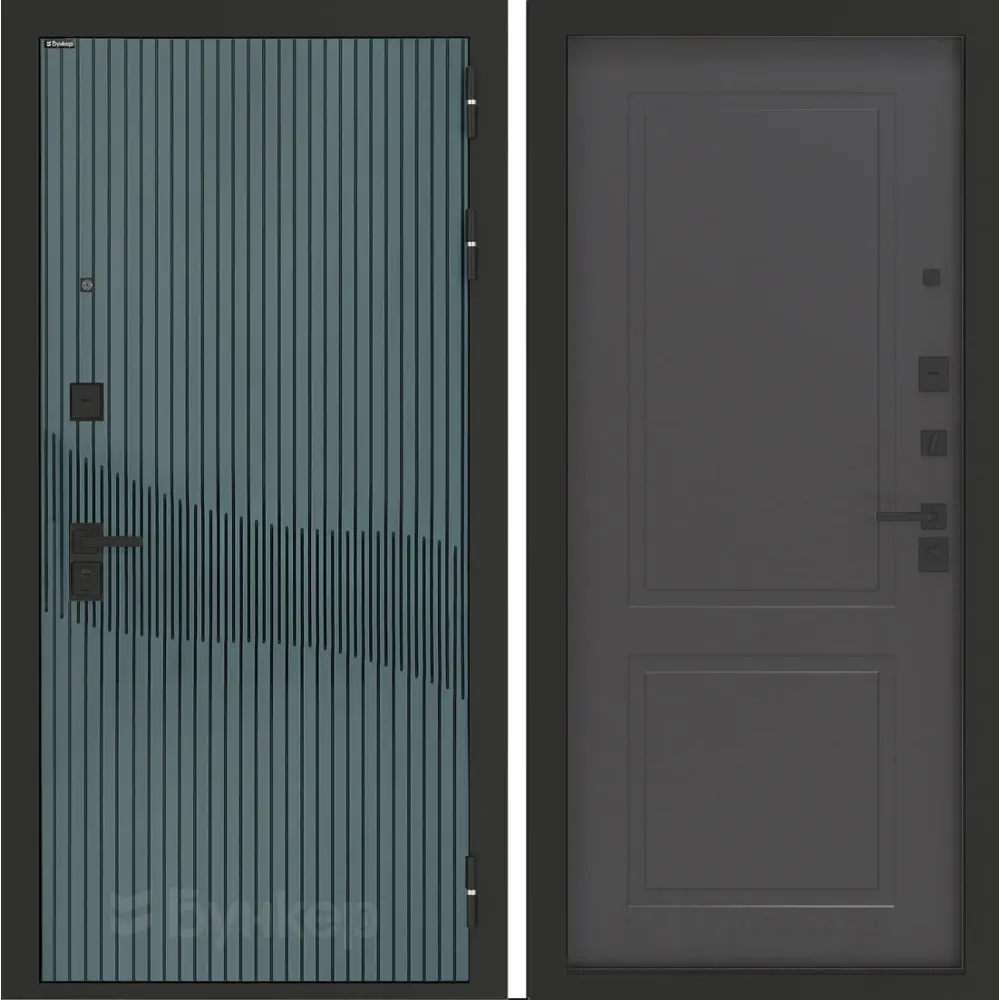 Фото Входная дверь Bunker Бункер BN-13 правый 205x96см цвет веллюто верде/графит софт с панелью ФЛ-609